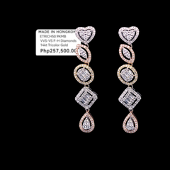 PREORDER | Multi-Tone Cluster Shape Dangling Diamond Earrings 14kt