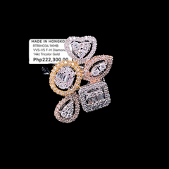 PREORDER | Multi-Tone Cluster Shape Diamond Ring 14kt