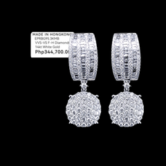CLEARANCE BEST | Round Statement Baguette Dangling Diamond Earrings 14kt