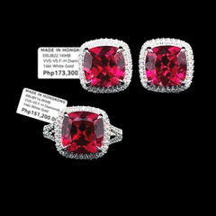 #LVNA2024 |  Cushion Red Ruby Gemstones Diamond Jewelry Set 14kt
