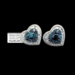 PREORDER | Blue Heart Statement Colored Diamond Earrings 14kt