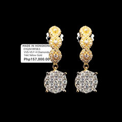 PREORDER | Golden Round Paved Dangling Diamond Earrings 14kt