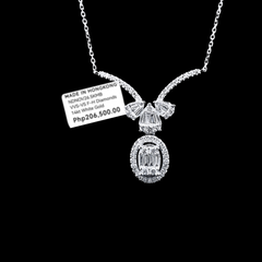 Oval Deco Baguette Diamond Necklace 14kt