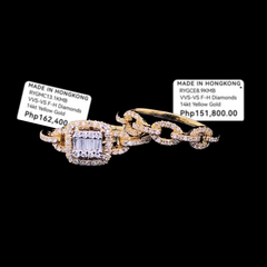 PREORDER | Golden Classic Cushion Chain Promise Twin Pair Diamond Ring 14kt