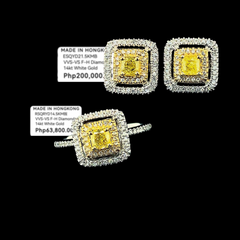 PREORDER | Yellow Square Halo Colored Diamond Jewelry Set 14kt