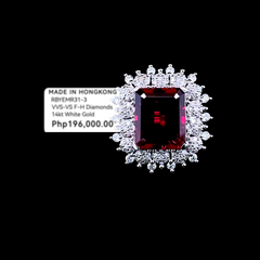 PREORDER | Floral Halo Paved Red Ruby Statement Gemstones Diamond Ring 14kt