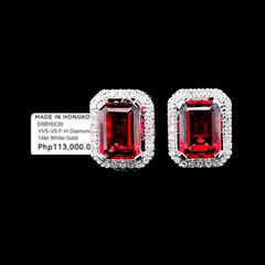 PREORDER | Red Ruby Emerald Stud Gemstones Diamond Earrings 14kt