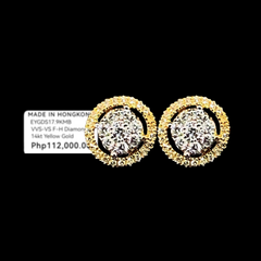 Golden Classic Round Paved Stud Diamond Earrings 14kt