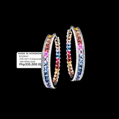 PREORDER | Rainbow Sapphire Gemstones Hoop Diamond Earrings 14kt