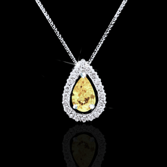 LVNA Signatures 0.40cts Intense Yellow Solitaire Colored Diamond Necklace 18kt