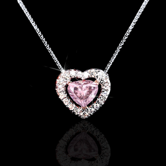 LVNA Signatures 0.46cts Pink Heart Solitaire Colored Diamond Necklace 18kt