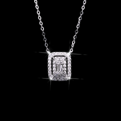 PREORDER | Halo Baguette Diamond Necklace 18kt