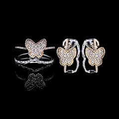 PREORDER | Multi-Tone Butterfly Deco Diamond Jewelry Set 14kt