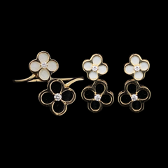 PREORDER | Golden Clover Mother Pearl Diamond Jewelry Set 14kt