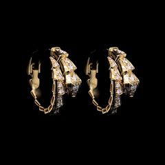 PREORDER | Golden Serpentine Deco Hoop Diamond Earrings 14kt