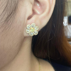 PREORDER | Golden Baguette Floral Diamond Earrings 14kt