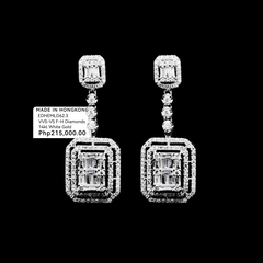 PREORDER | Double Halo Emerald Dangling Diamond Earrings 14kt