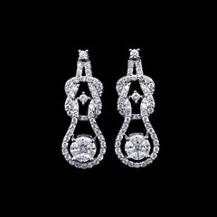 Round Invisible Setting Dangling Diamond Earrings 18kt