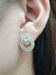 Multi-Tone Golden Infinity Diamond Earrings