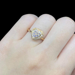 PREORDER | Large Golden Heart Classic Diamond Ring 18kt