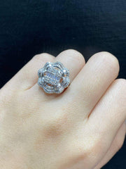 PREORDER | Cushion Floral Baguette Diamond Ring 14kt