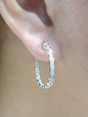 Baguette Studded Hoop Diamond Earrings 18kt