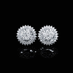 Preorder | Classic Round Floral Stud Diamond Earrings 18kt