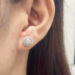 Preorder | Classic Round Floral Stud Diamond Earrings 18kt