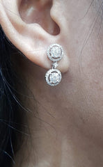 PREORDER | Double Round Dangling Diamond Earrings 14kt