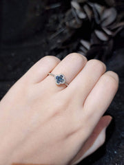 PREORDER | Blue Floral Clover Colored Diamond Ring 14kt