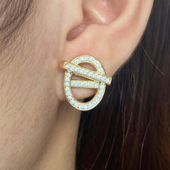 PREORDER | Golden Belt Studded Deco Diamond Earrings 14kt