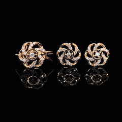 PREORDER | Golden Spiral Floral Diamond Jewelry Set 18kt