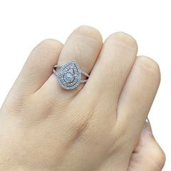 Pear Halo Invisible Setting Diamond Ring 18kt