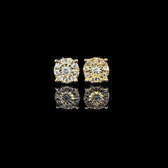 Golden Classic Round Stud Diamond Earrings 14kt