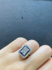 翡翠蓝蓝宝石和钻石首饰套装 14kt