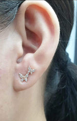 PRICEDROP! | One Piece Dainty Butterfly Stud Diamond Earrings 14kt