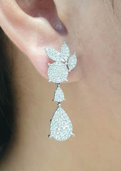 Paved Deco Dangling Diamond Earrings 18kt