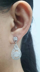 PREORDER | Round Halo Dangling Diamond Earrings 14kt