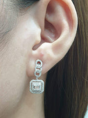PREORDER | Square Chain Dangling Diamond Earrings 14kt
