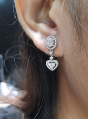 Oval Heart Dangling Diamond Earrings 14kt