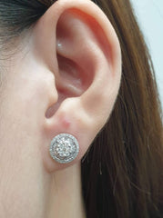 6carat Face Classic Round Stud Diamond Earrings 14kt