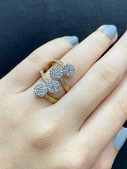 PREORDER | Golden Intertwined Floral Cluster Shape Diamond Ring 14kt