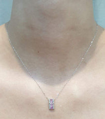 粉色蓝宝石条形钻石项链 14kt