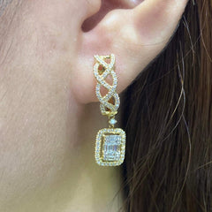 PREORDER | Golden Emerald Infinity Dangling Diamond Earrings 14kt