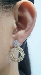 Golden Multi-Wear Statement Round Diamond Earrings 14kt