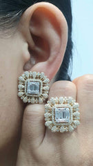 PREORDER | Golden Square Deco Statement Diamond Jewelry Set 14kt