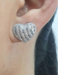 CLEARANCE BEST | Heart Baguette Stud Diamond Earrings 14kt