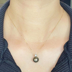 11MM Golden Pearl Diamond Necklace 18kt