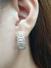 PREORDER | Multi-Tone Square Hoop Diamond Earrings 14kt