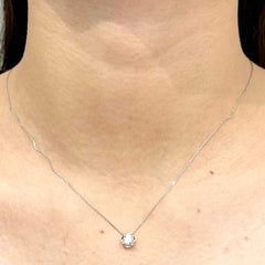 0.40ct I I3 Round Brilliant Solitaire Diamond Necklace 18kt